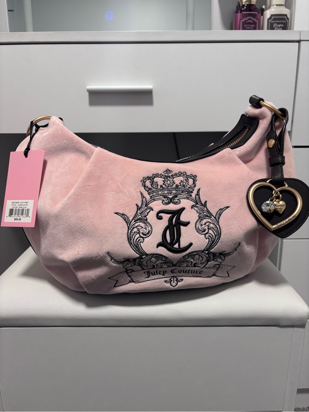 Juicy Couture NWT Need More Juicy Hobo Pink Clay